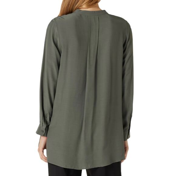 Old Navy Ancient Forest Green Popover Style V-Neck Blouse, Size Large - Picture 3 of 16